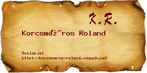 Korcsmáros Roland névjegykártya